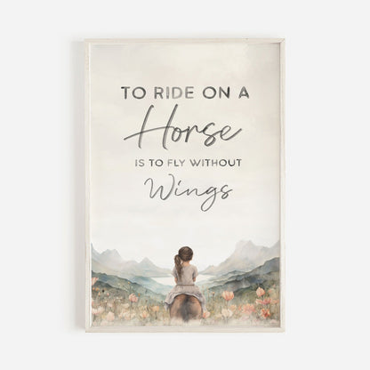 Vintage Horse Nursery Print, Inspiring Quote Wall Art, Girls Room Decor - WildfieldPrints