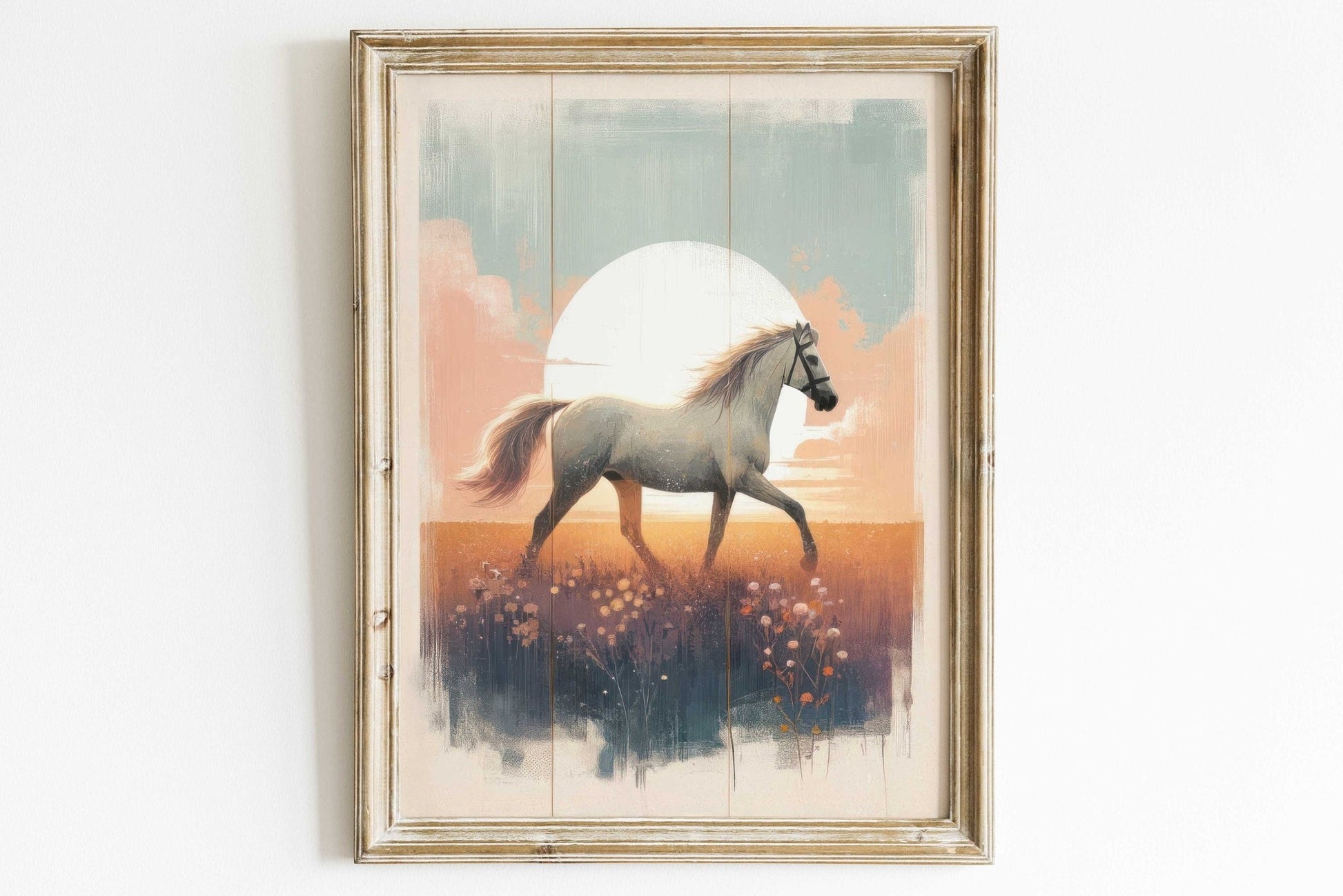 Vintage Horse Painting, Equestrian Gift, Farmhouse Wall Decor - WildfieldPrints