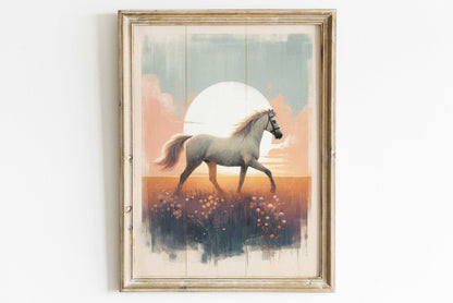 Vintage Horse Painting, Equestrian Gift, Farmhouse Wall Decor - WildfieldPrints
