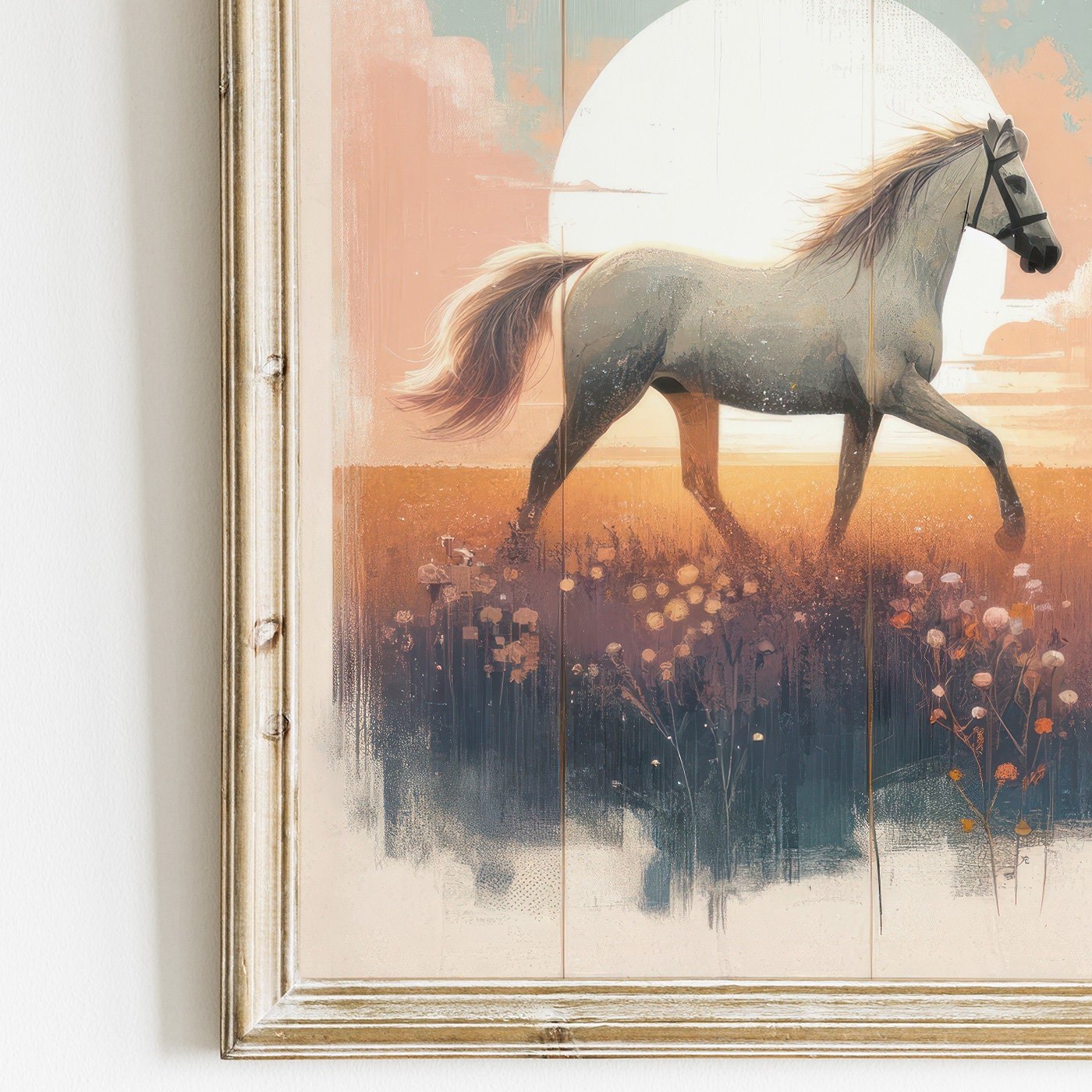 Vintage Horse Painting, Equestrian Gift, Farmhouse Wall Decor - WildfieldPrints