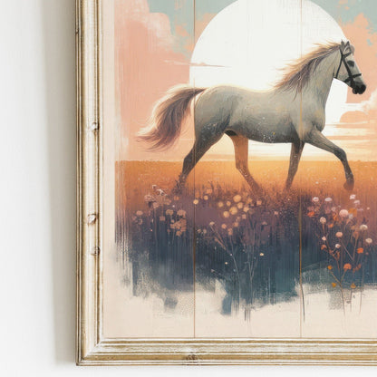 Vintage Horse Painting, Equestrian Gift, Farmhouse Wall Decor - WildfieldPrints