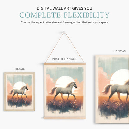 Vintage Horse Painting, Equestrian Gift, Farmhouse Wall Decor - WildfieldPrints