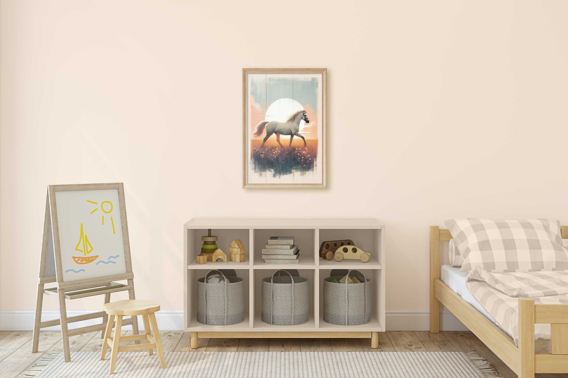 Vintage Horse Painting, Equestrian Gift, Farmhouse Wall Decor - WildfieldPrints