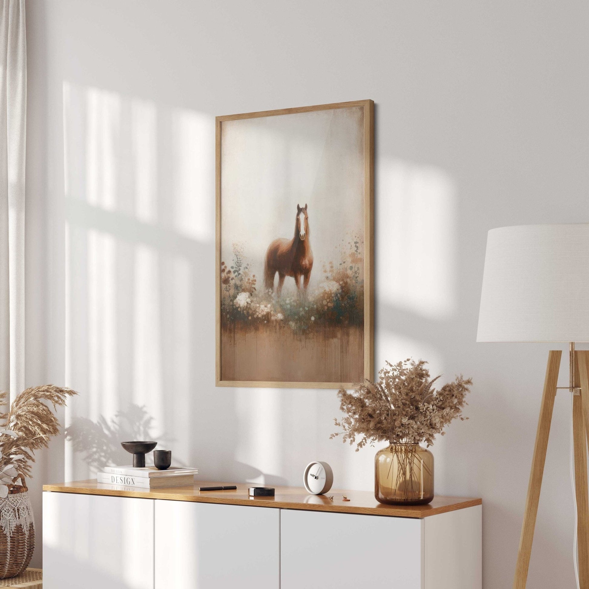 Vintage Horse Painting, Equestrian Gift, Farmhouse Wall Decor - WildfieldPrints