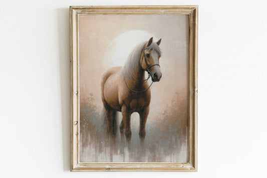 Vintage Horse Painting, Equestrian Gift, Farmhouse Wall Decor - WildfieldPrints
