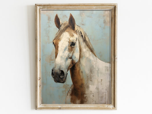 Vintage Horse Print, Rustic Farmhouse Decor, Equestrian Wall Art - WildfieldPrints