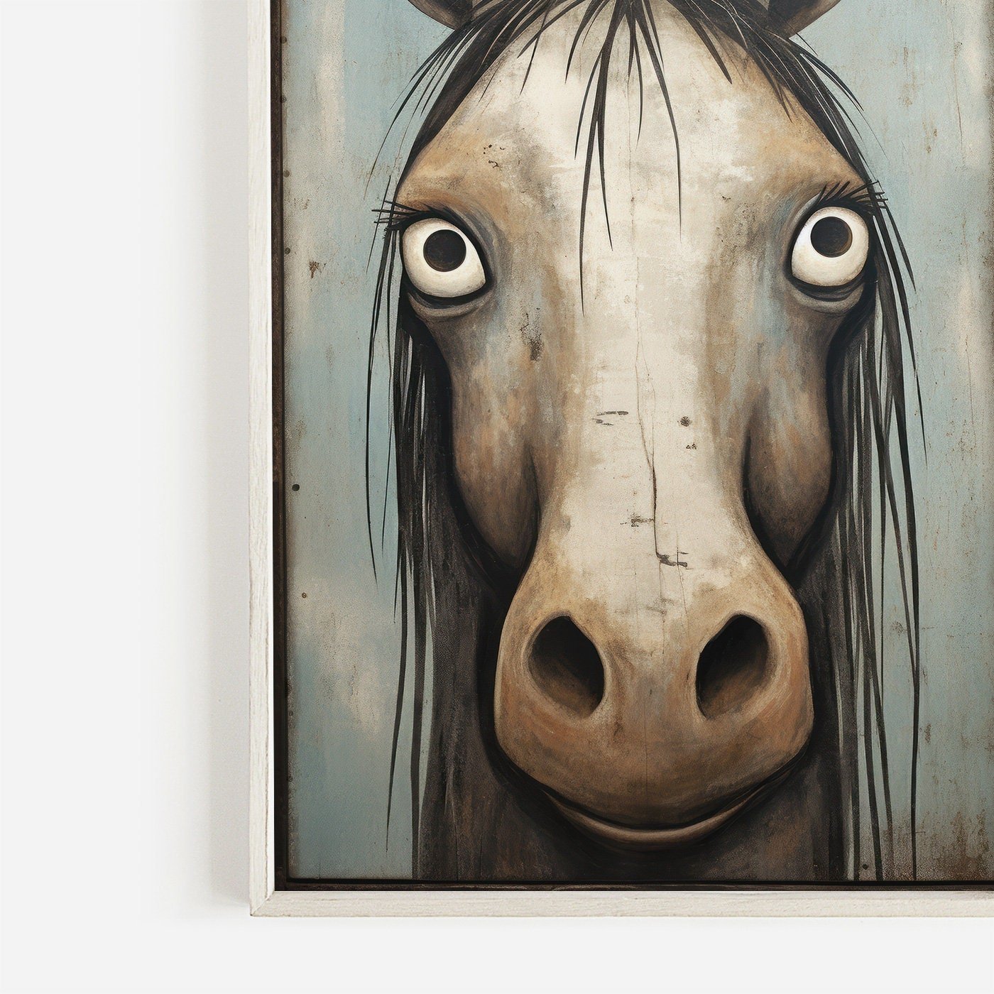 Vintage Horse Wall Art, Funny Animal Decor, Farmhouse Gift for Horse Lovers - WildfieldPrints