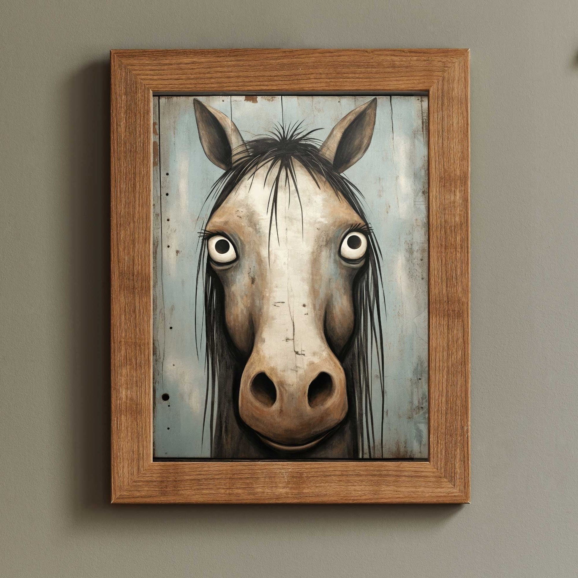 Vintage Horse Wall Art, Funny Animal Decor, Farmhouse Gift for Horse Lovers - WildfieldPrints