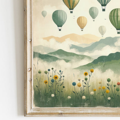 Vintage Hot Air Balloon Decor, Nursery Wall Art, Adventure Print for Kids - WildfieldPrints