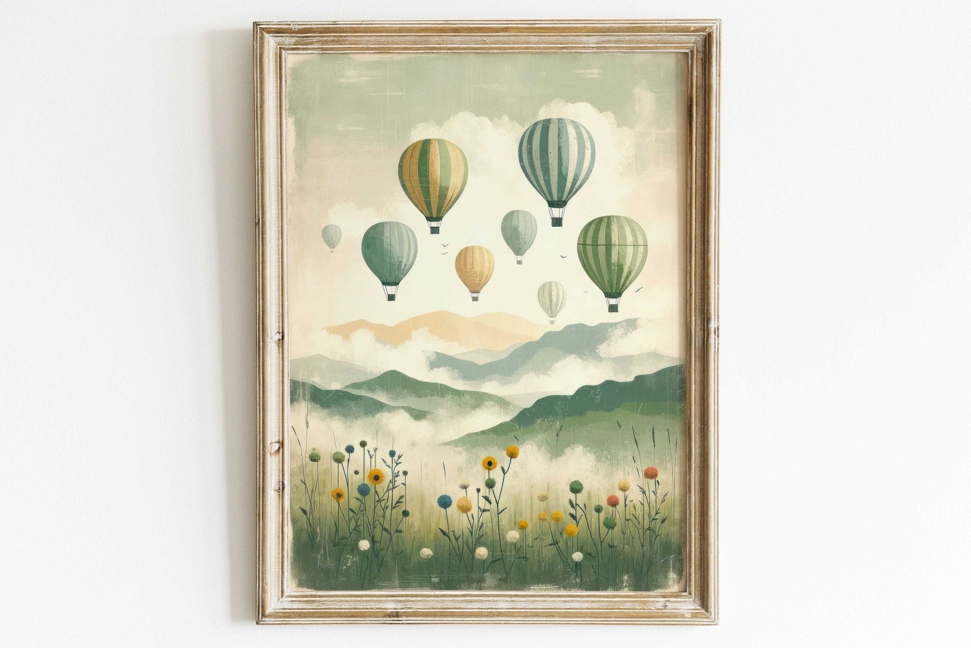 Vintage Hot Air Balloon Decor, Nursery Wall Art, Adventure Print for Kids - WildfieldPrints