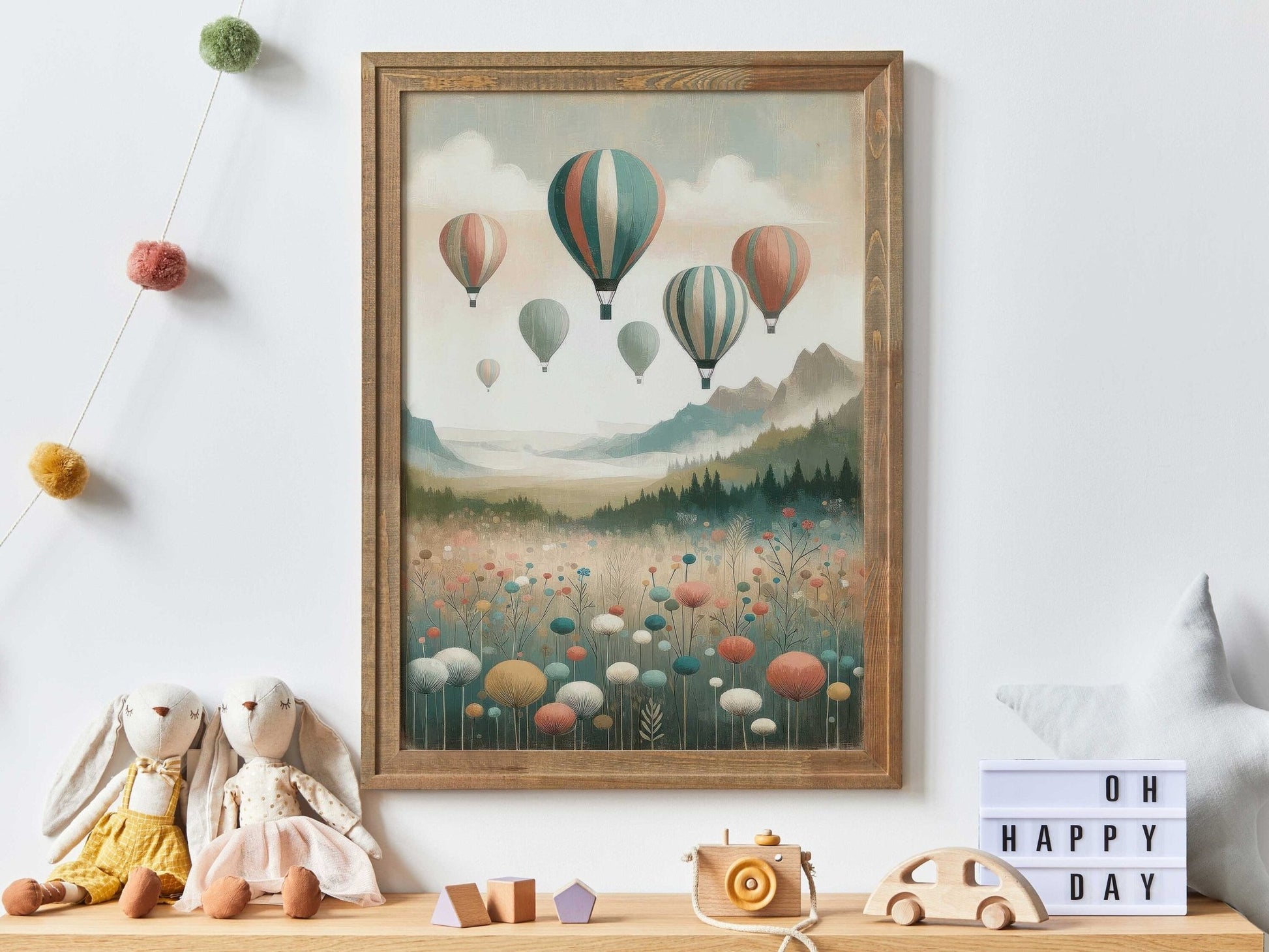 Vintage Hot Air Balloon Decor, Nursery Wall Art, Adventure Prints for Kids - WildfieldPrints