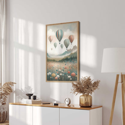 Vintage Hot Air Balloon Decor, Nursery Wall Art, Adventure Prints for Kids - WildfieldPrints