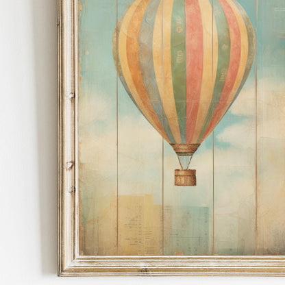 Vintage Hot Air Balloon Prints, Rustic Kids Room Decor, Colorful Art - WildfieldPrints