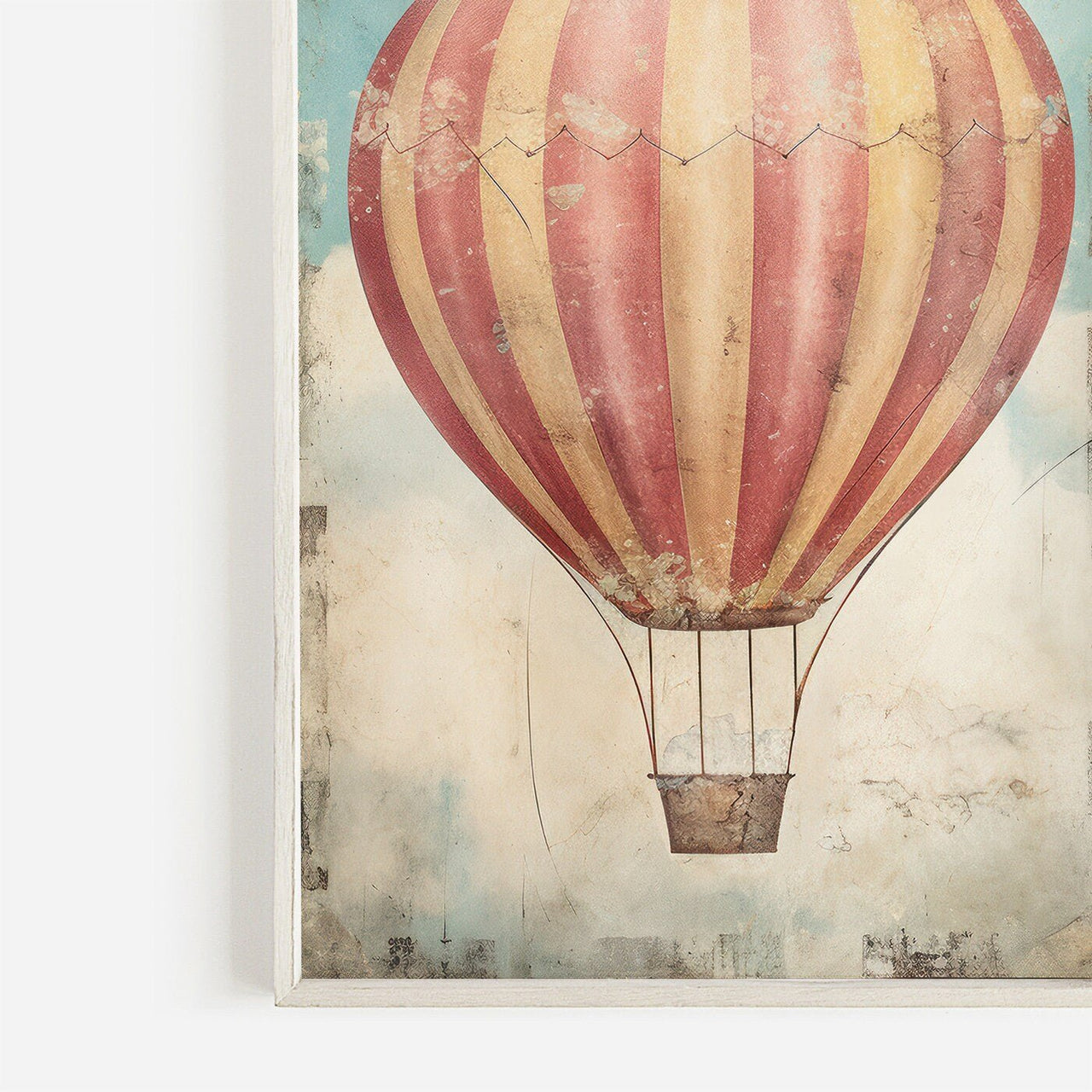Vintage Hot Air Balloon Wall Art – Adventure Nursery Print • Set of 2