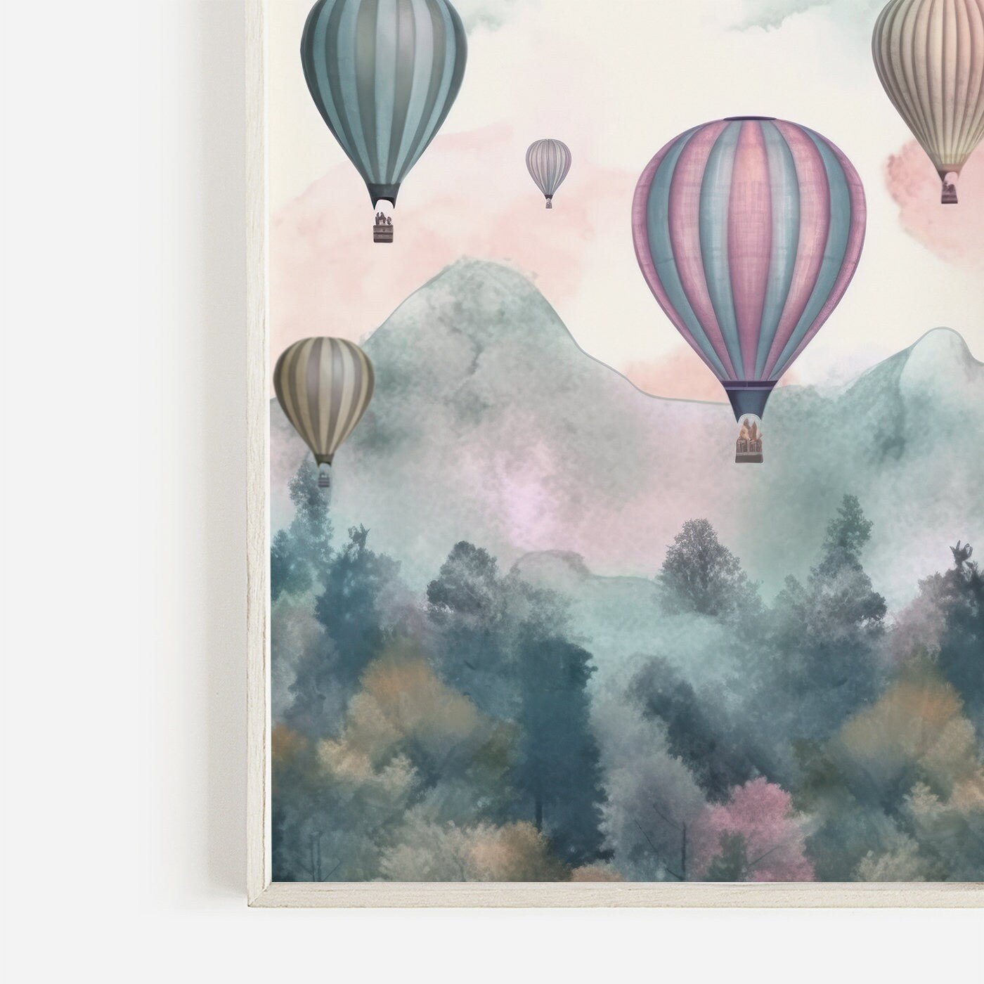 Vintage Hot Air Balloon Wall Art, Nostalgic Pastel Decor - WildfieldPrints