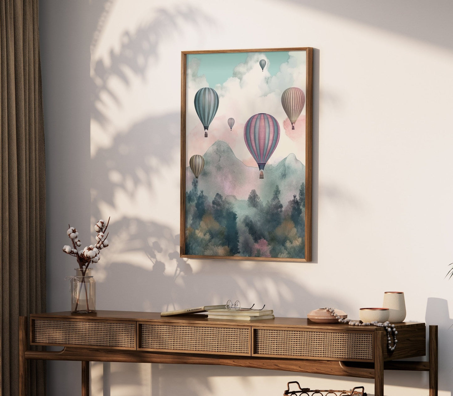Vintage Hot Air Balloon Wall Art, Nostalgic Pastel Decor - WildfieldPrints