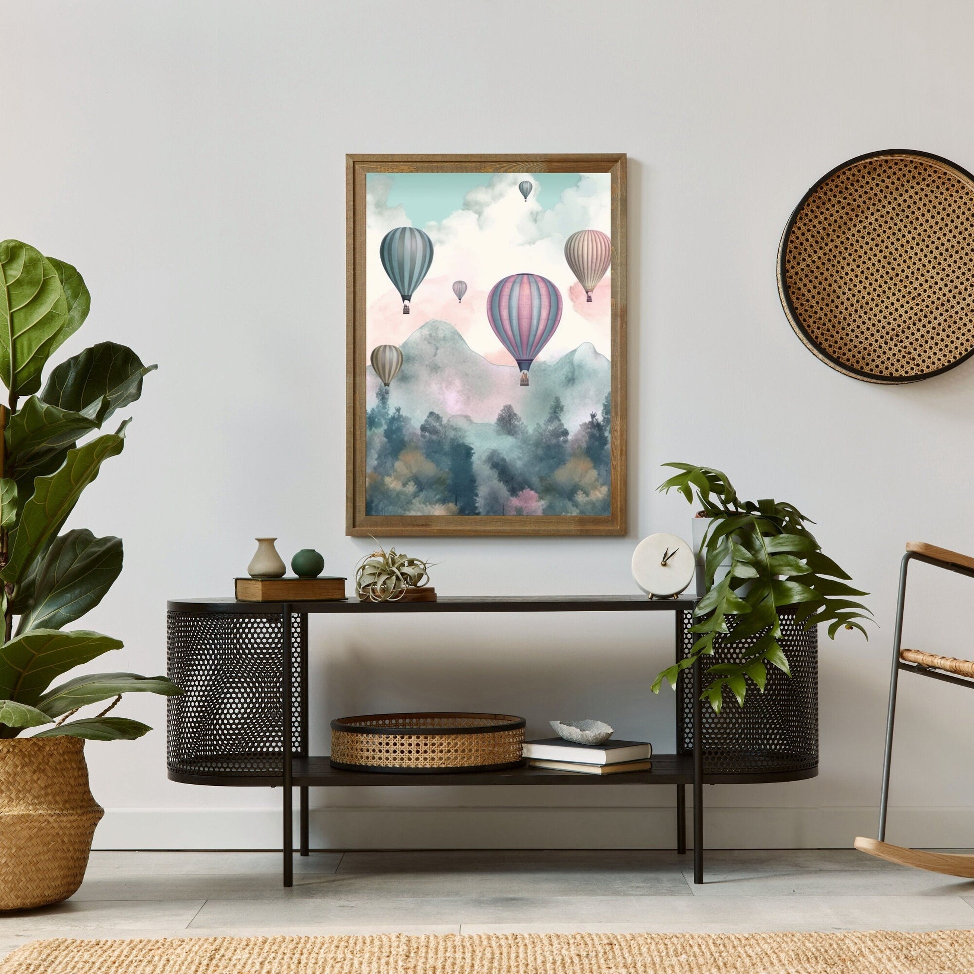 Vintage Hot Air Balloon Wall Art, Nostalgic Pastel Decor - WildfieldPrints