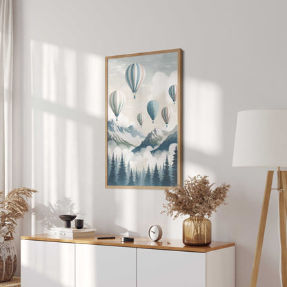 Vintage Hot Air Balloon Wall Art, Nursery or Living Room Decor, Nostalgic Pastels - WildfieldPrints