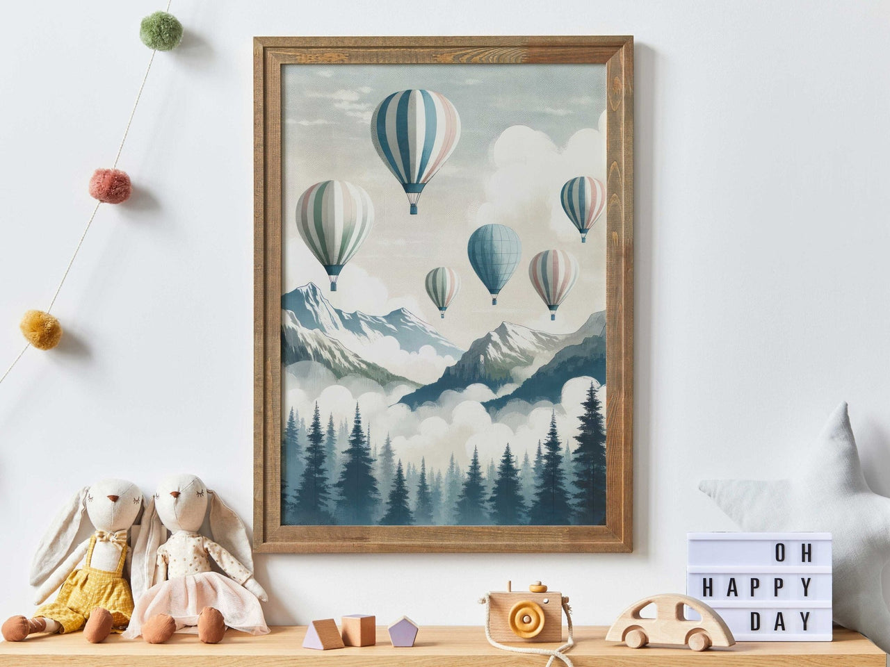 Vintage Hot Air Balloon Wall Art – Adventure Nursery Print