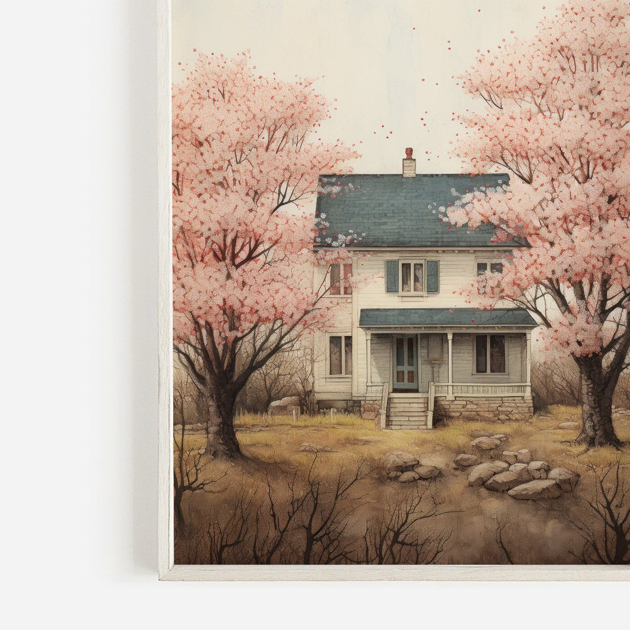 Cherry Blossom Trees Wall Art – Countryside Boys Room Print