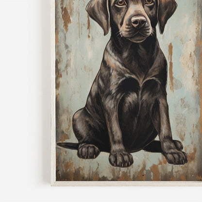 Vintage Labrador Wall Art, Brown Puppy Print, Rustic Dog Decor - WildfieldPrints