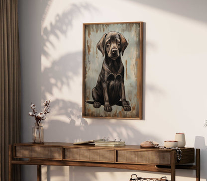 Vintage Labrador Wall Art, Brown Puppy Print, Rustic Dog Decor - WildfieldPrints