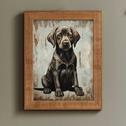 Vintage Labrador Wall Art, Brown Puppy Print, Rustic Dog Decor - WildfieldPrints