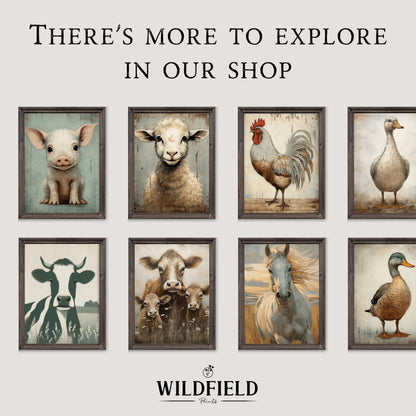 Vintage Lamb Painting, Farm Animal Art, Country Style Decor - WildfieldPrints