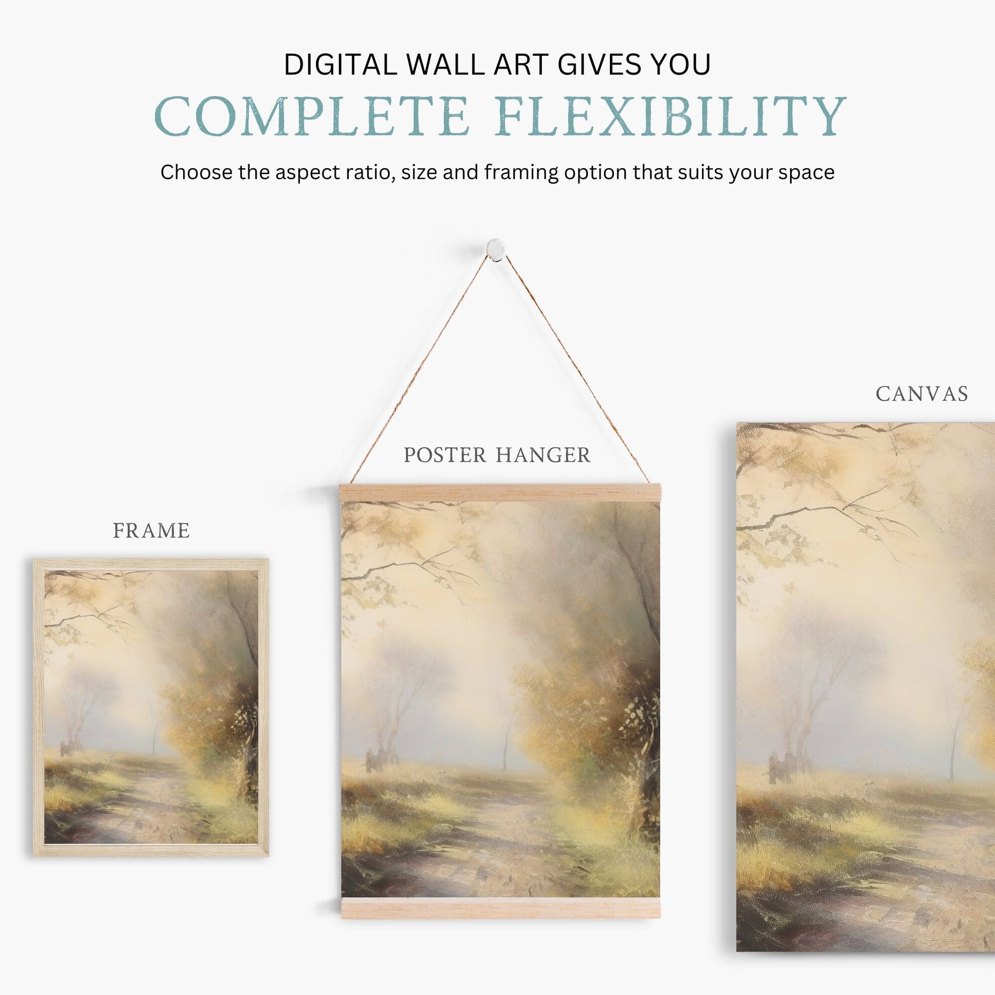 Vintage Landscape Prints, Rustic Antique Wall Decor, Nature Art - WildfieldPrints