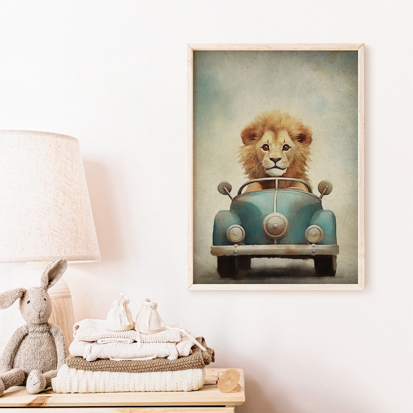 Vintage Lion Drive Art, Unique Decor for Boys' Nursery - WildfieldPrints
