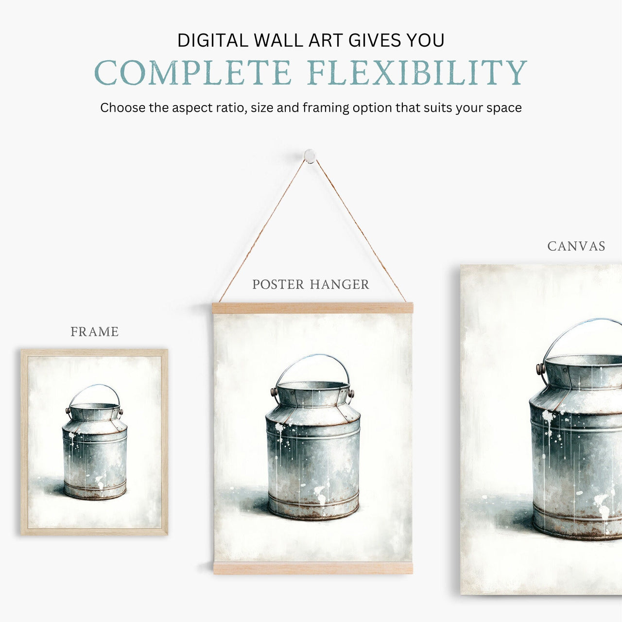 Vintage Milk Can Wall Art – Farm Nursery Print