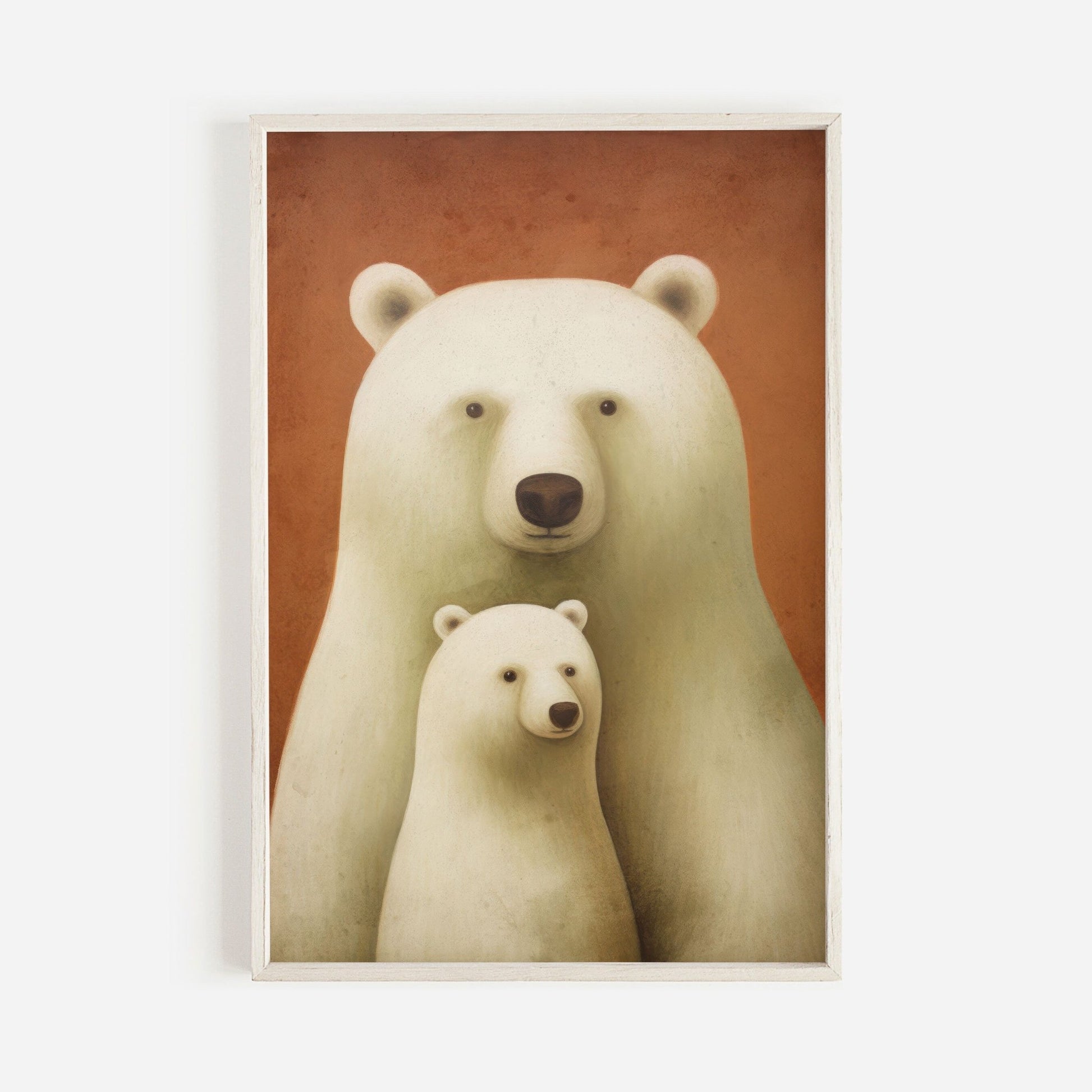 Vintage Nursery Animal Wall Art, Unique Baby Decor, Polar Bears Print - WildfieldPrints