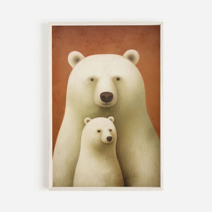 Vintage Nursery Animal Wall Art, Unique Baby Decor, Polar Bears Print - WildfieldPrints