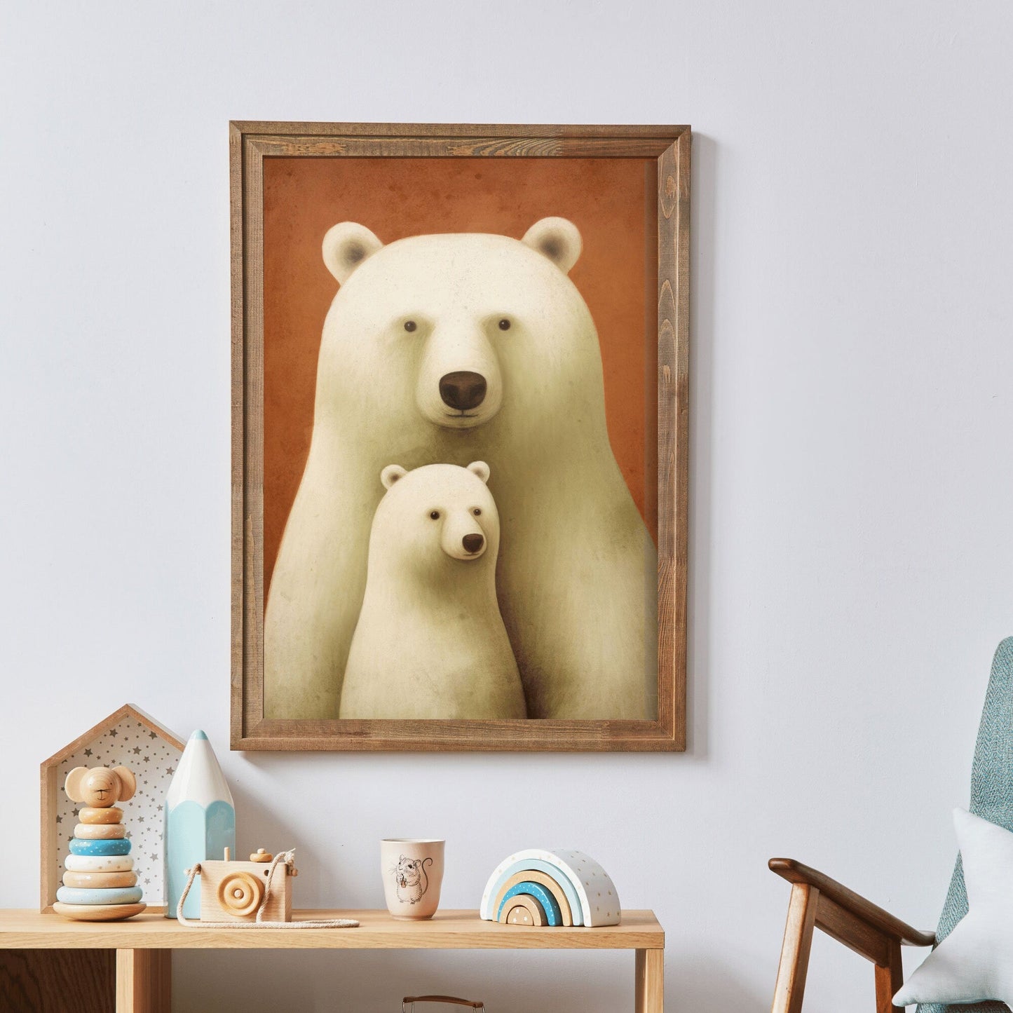 Vintage Nursery Animal Wall Art, Unique Baby Decor, Polar Bears Print - WildfieldPrints
