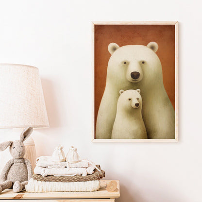 Vintage Nursery Animal Wall Art, Unique Baby Decor, Polar Bears Print - WildfieldPrints