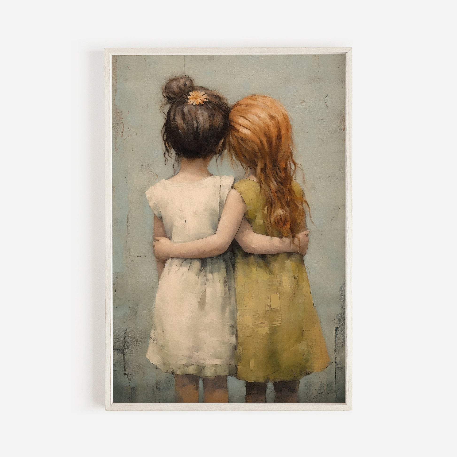 Vintage Nursery Decor, Best Friends Artwork, Friendship - Themed Wall Art - WildfieldPrints