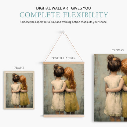 Vintage Nursery Decor, Best Friends Artwork, Friendship - Themed Wall Art - WildfieldPrints