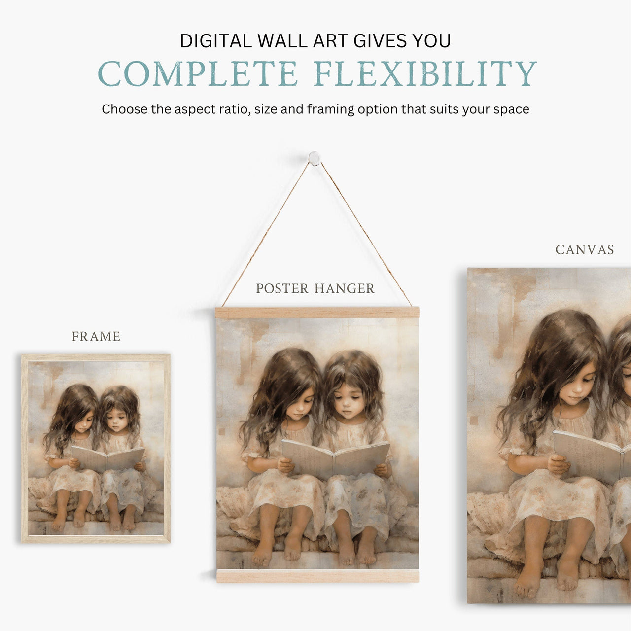 Vintage Reading Wall Art – Girls Room Print