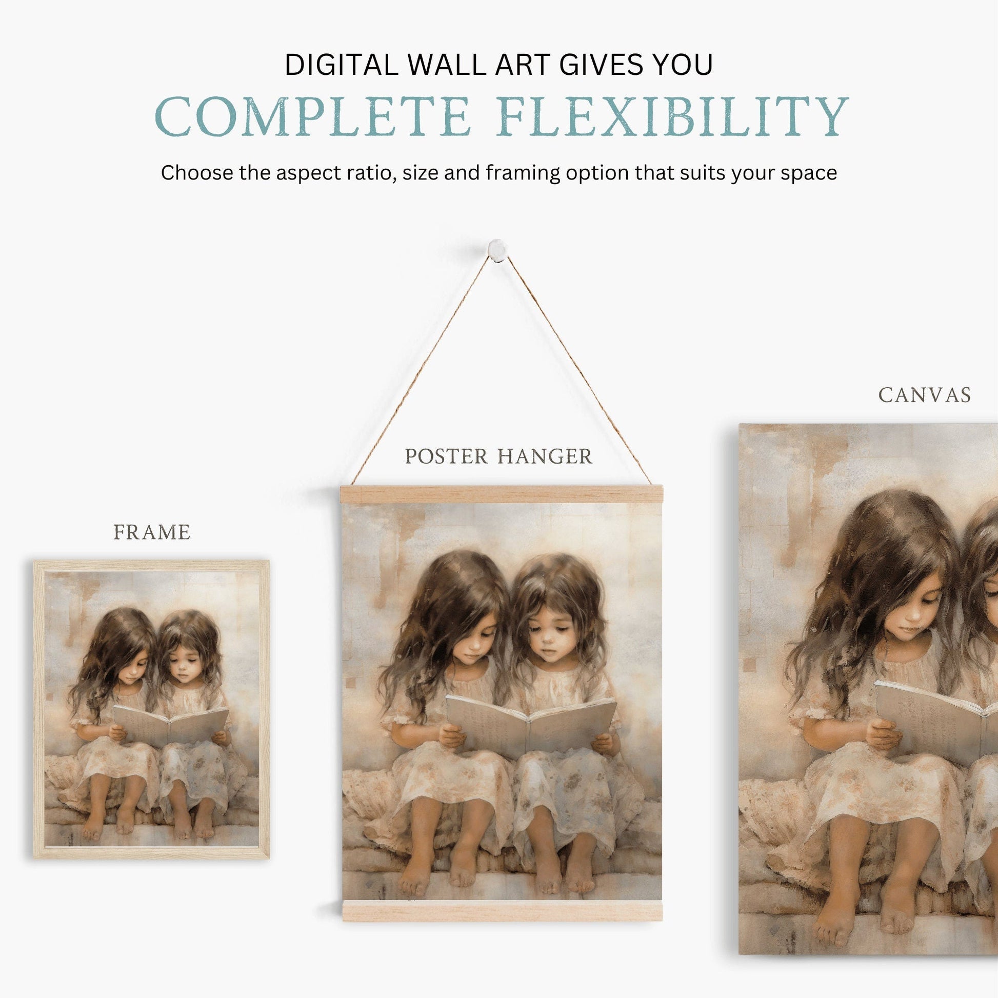 Vintage Nursery Decor, Learning & Reading Art for Girls Room, Rustic Painting - WildfieldPrints