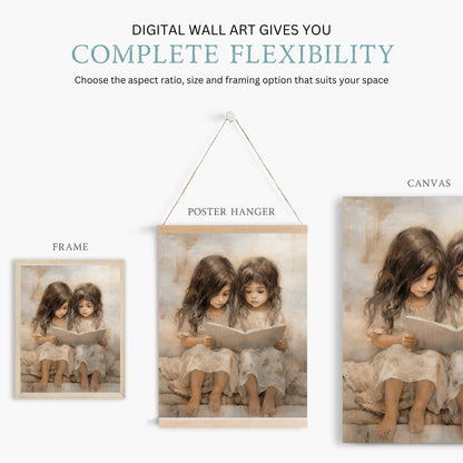 Vintage Nursery Decor, Learning & Reading Art for Girls Room, Rustic Painting - WildfieldPrints