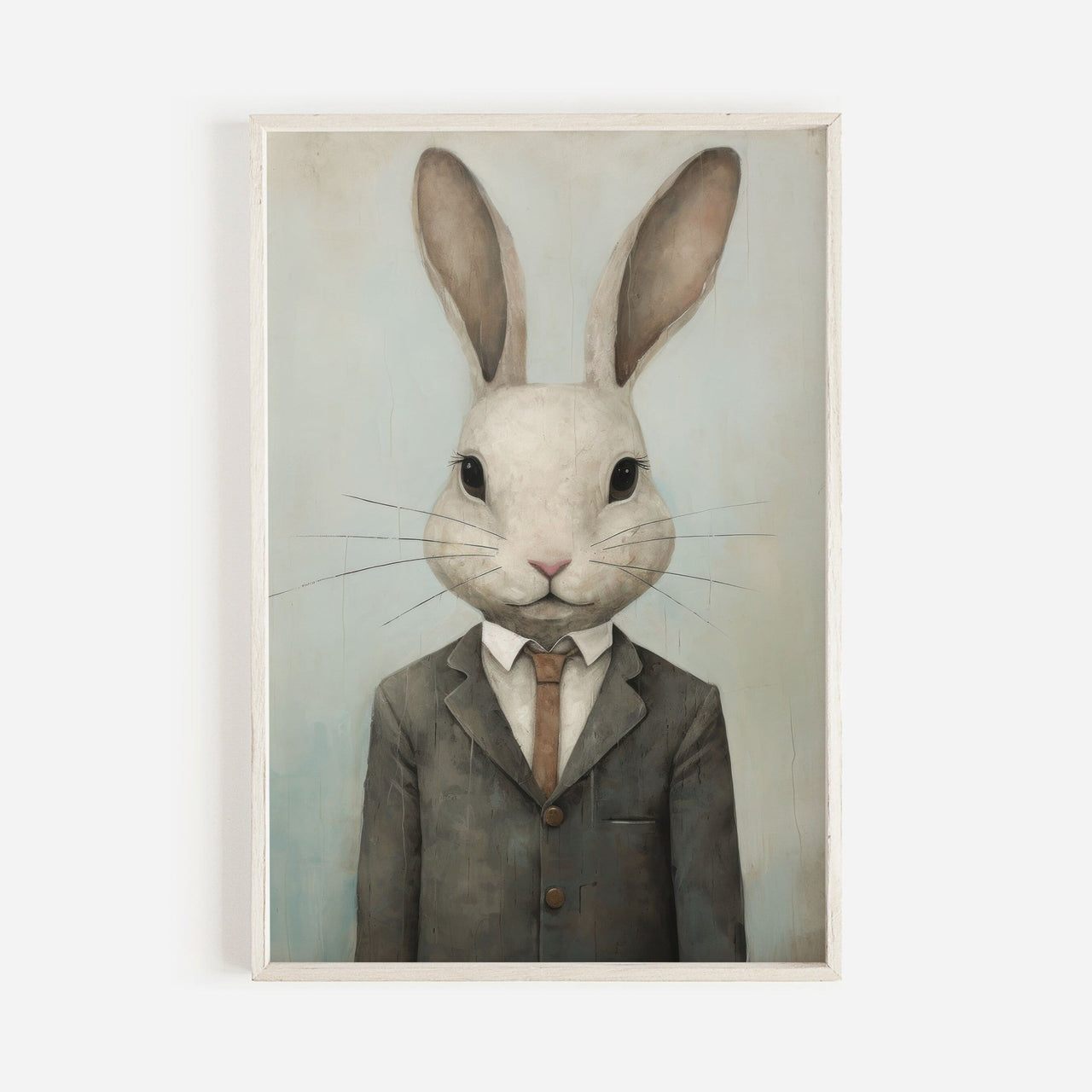 Rabbit in Suit Wall Art – Woodland Nursery Print