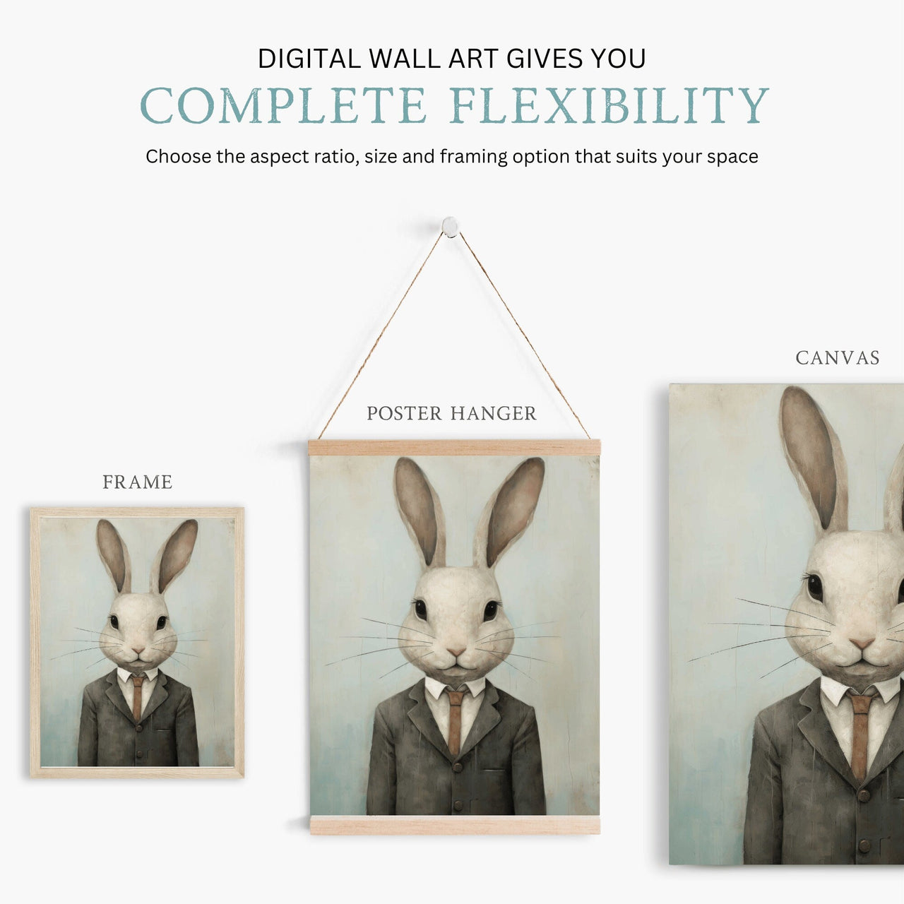 Rabbit in Suit Wall Art – Woodland Nursery Print