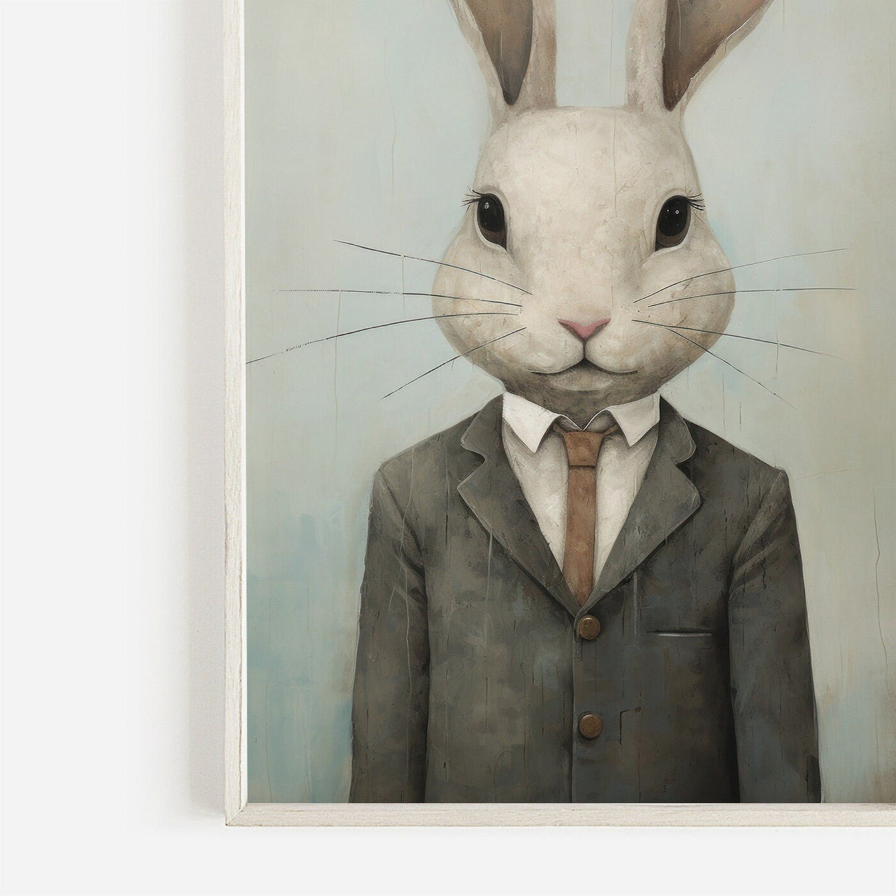 Rabbit in Suit Wall Art – Woodland Nursery Print