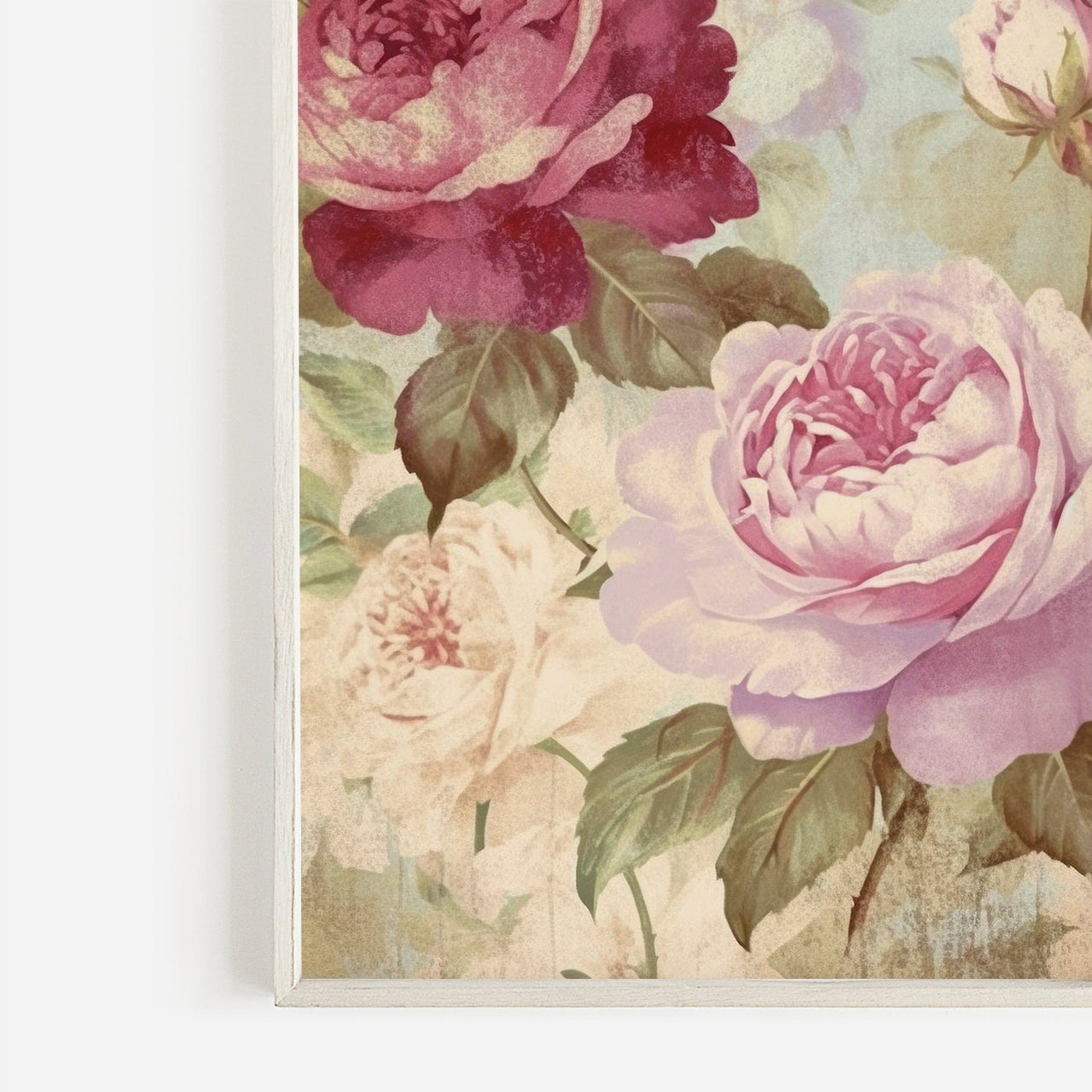 Pink and Red Rose Wall Art – Floral Farmhouse Print