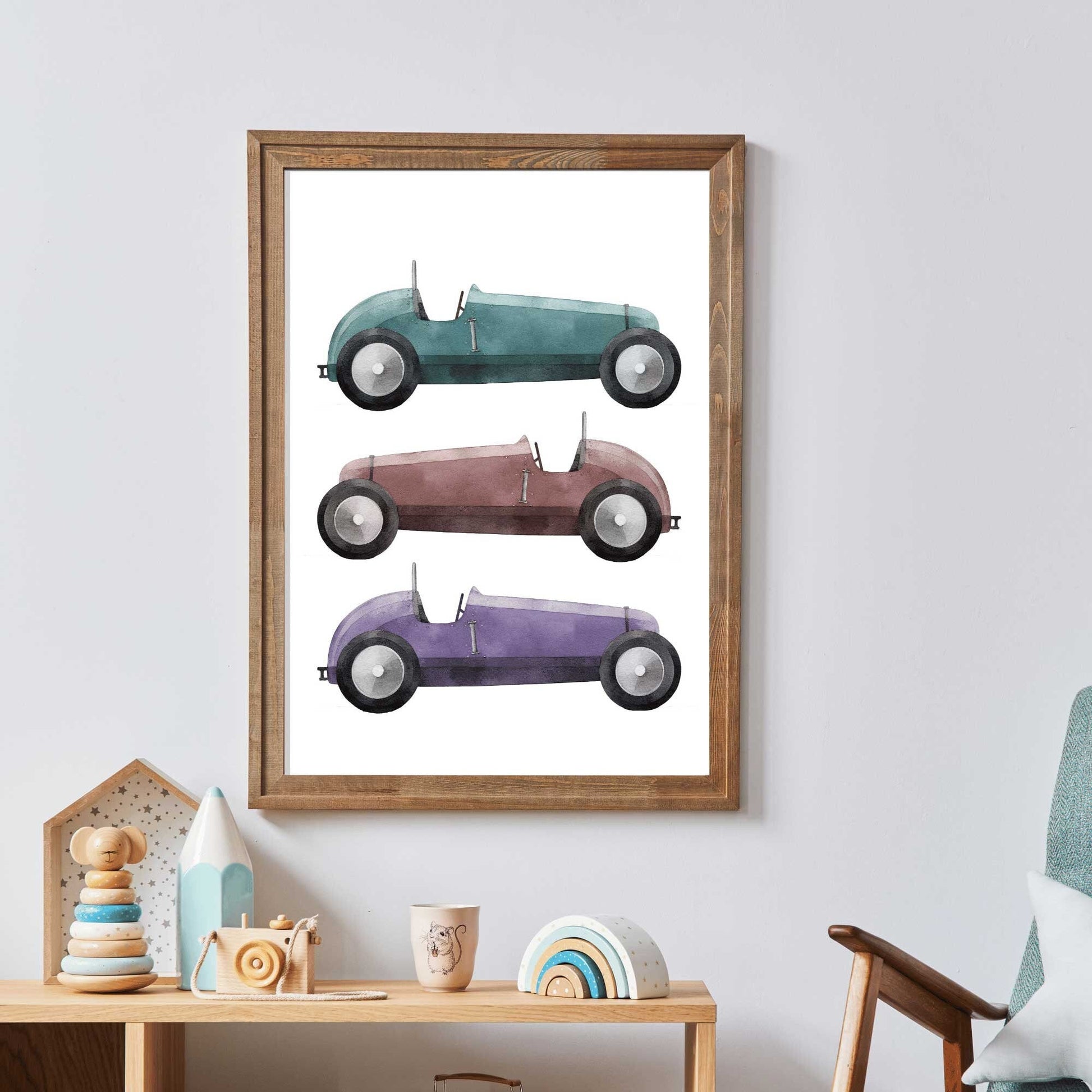 Vintage Racing Cars Nursery Wall Art, Boys Room Decor, Sports Car Print - WildfieldPrints