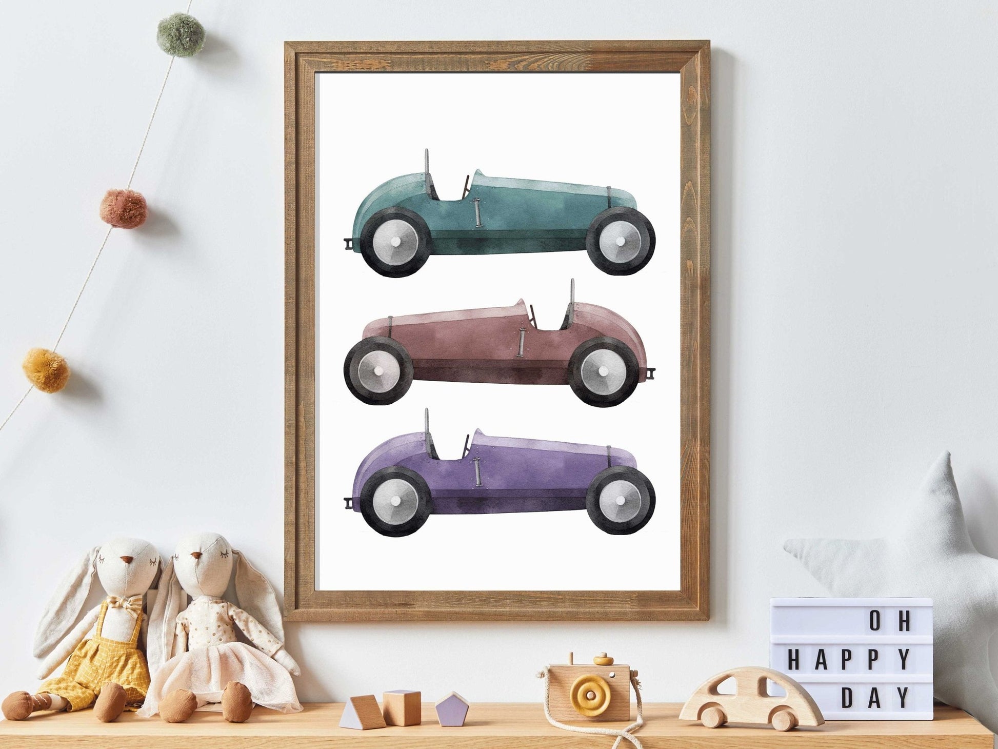 Vintage Racing Cars Nursery Wall Art, Boys Room Decor, Sports Car Print - WildfieldPrints