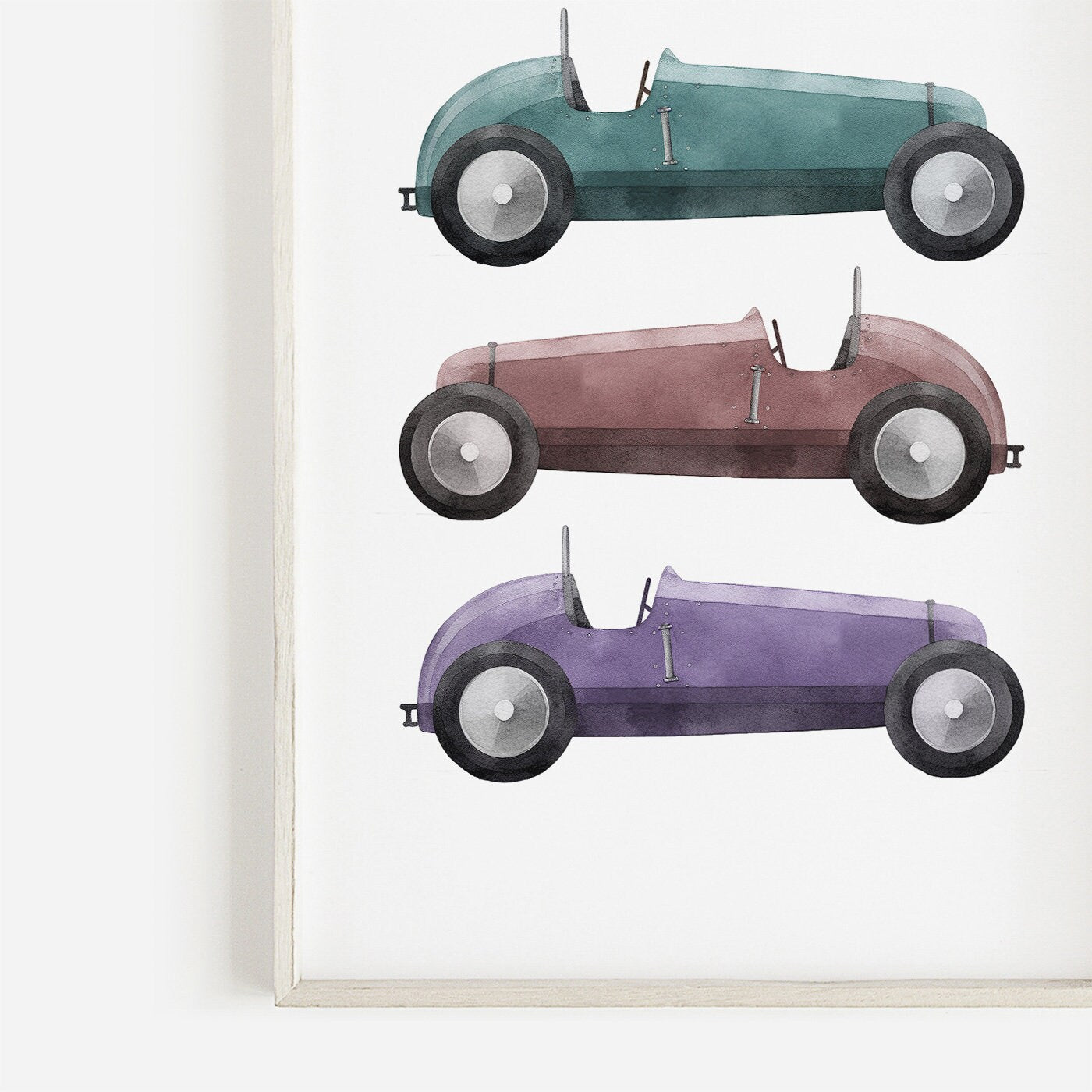 Vintage Racing Cars Nursery Wall Art, Boys Room Decor, Sports Car Print - WildfieldPrints