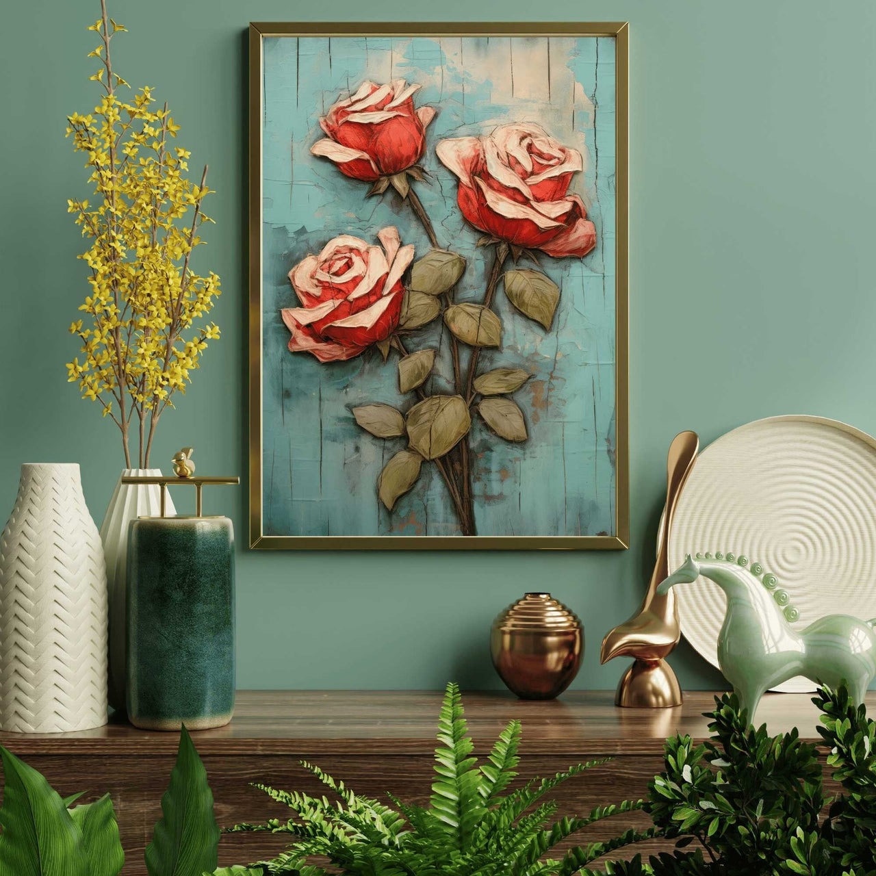 Red Rose Print – Floral Girls Room Wall Art