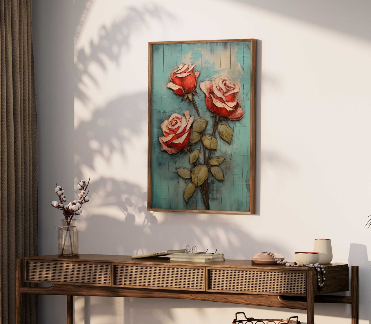Red Rose Print – Floral Girls Room Wall Art