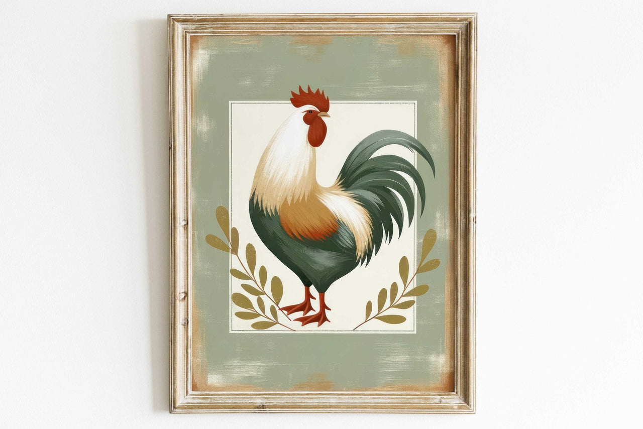 Vintage Rooster Wall Art – Farm Kitchen Print